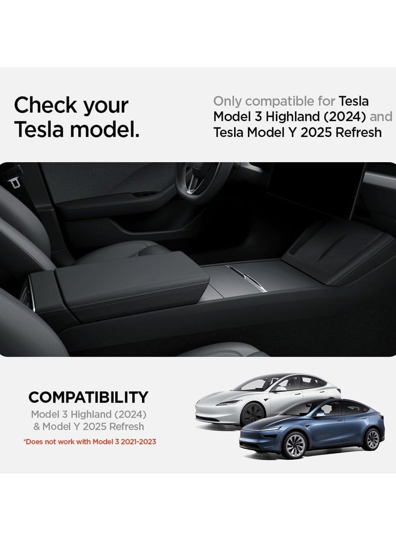 Spigen Center Console Organizer Tray (Carbon Edition) for Tesla Model Y Juniper (Only Premium & Performance 2026/25) & Model 3 Highland (Standard, Premium, Performance 2026/25/24) with Smooth Slide Technology - Image 2