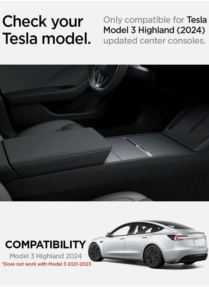 Spigen Center Console Organizer Tray (Carbon Edition) for Tesla Model 3 (2024) Highland with Smooth Slide Technology  - Image 2