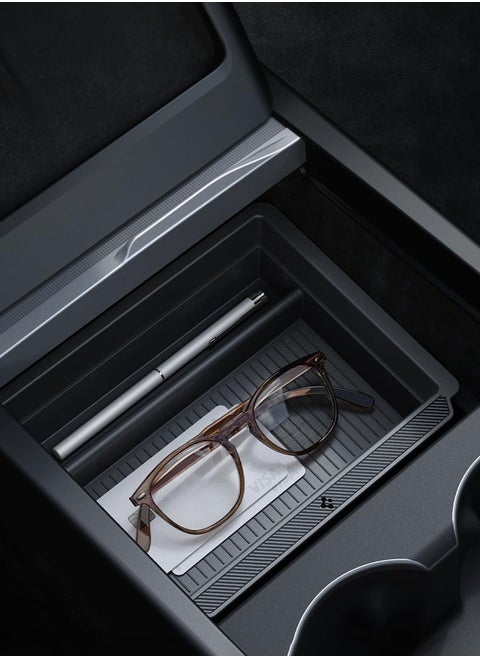 Center Console Organizer Tray (Carbon Edition) for Tesla Model 3 (2024) Highland with Smooth Slide Technology