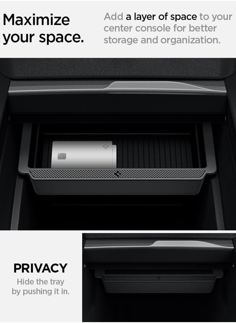 Spigen Center Console Organizer Tray (Carbon Edition) for Tesla Model 3 (2024) Highland with Smooth Slide Technology  - Image 5