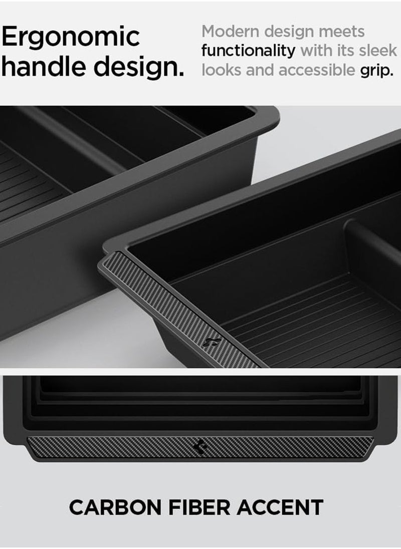 Spigen - Center Console Organizer Tray (Carbon Edition) for Tesla Model 3 (2024) Highland with Smooth Slide Technology - Image 1