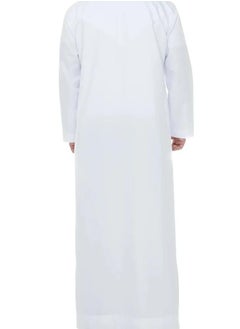 ماركة غير محددة الكندورة الإماراتية اليومية: ثوب عربي تقليدي للرجال - رقبة دائرية بأكمام طويلة، رداء إسلامي ناعم ومسامي - مريح، صديق للبشرة، ثني، ومثالي للارتداء اليومي  - Image 2
