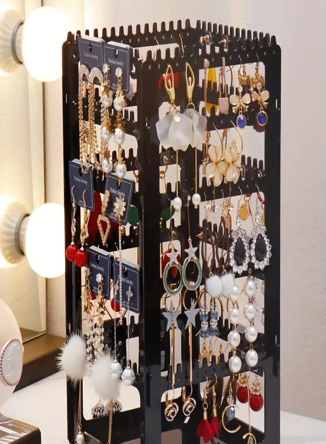 Loop Group Rotating Earrings Stand With 240 Holes Jewelry Display Organiser For Hanging Studs Necklaces Bracelets Chains Earrings Jewellery (Black) - Image 5