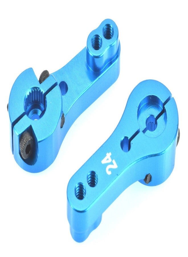 Apex RC Products 24T for Hitec Blue Aluminum Dual Clamping Servo Horn - 2 Pack #8009 - Image 1