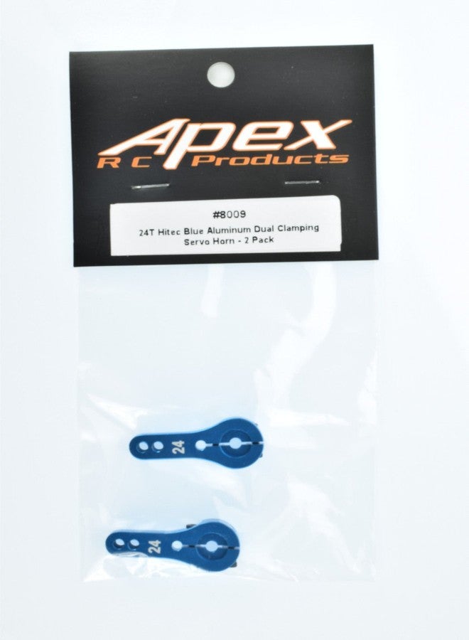 Apex RC Products 24T for Hitec Blue Aluminum Dual Clamping Servo Horn - 2 Pack #8009 - Image 4