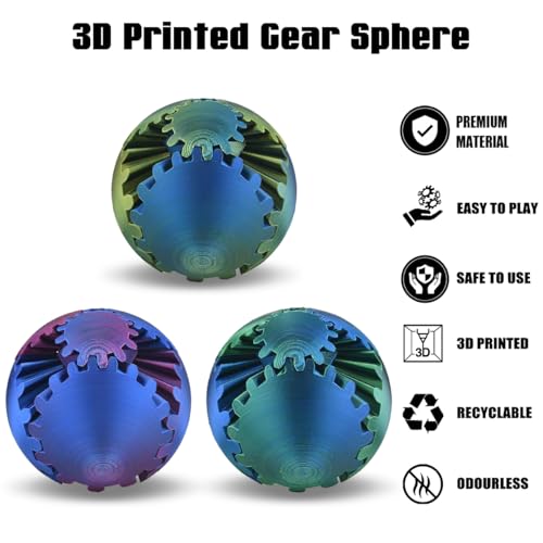 SANSGOUP Gear Sphere 3D Printed Gearsphere The Steampunk Whirling Wonder Fidget Gear Ball Gearsphere Cube Fidget Toy for Office and Home Stress Relief Cool Stuff Toys Gift for 3 Kids Adult Purple - Image 5