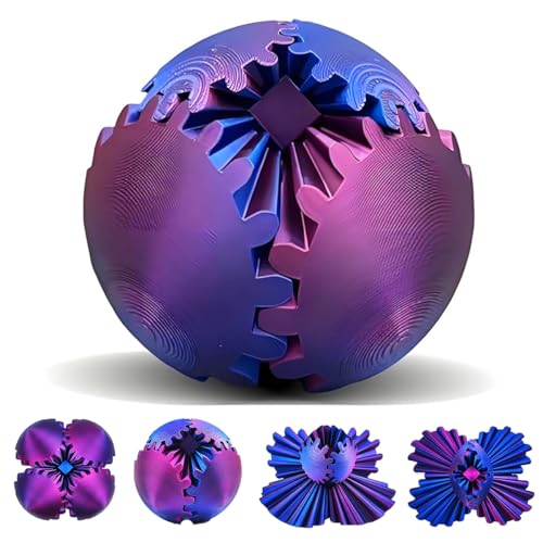 SANSGOUP Gear Sphere 3D Printed Gearsphere The Steampunk Whirling Wonder Fidget Gear Ball Gearsphere Cube Fidget Toy for Office and Home Stress Relief Cool Stuff Toys Gift for 3 Kids Adult Purple - Image 1