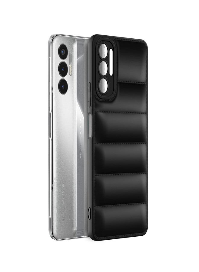 Plus Puffer Case Camera Protection Soft Back Cover for Tecno Pova 3 - Black - Image 3