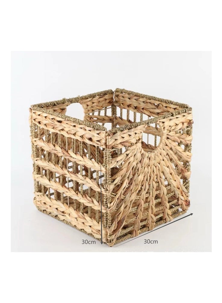 Hand-woven foldable storage basket for home storage and decoration Beige 30CM*30CM*30CM - Image 2