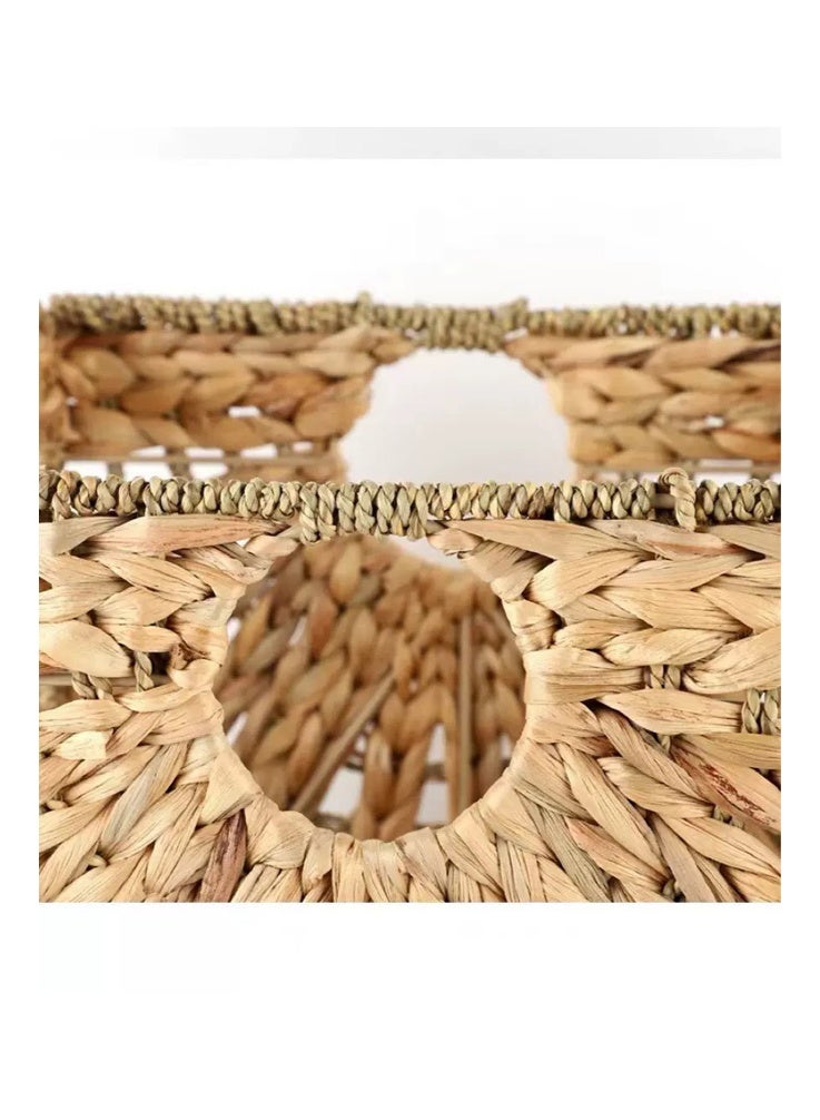 Hand-woven foldable storage basket for home storage and decoration Beige 30CM*30CM*30CM - Image 5