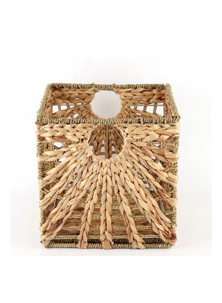 Hand-woven foldable storage basket for home storage and decoration Beige 30CM*30CM*30CM - Image 1