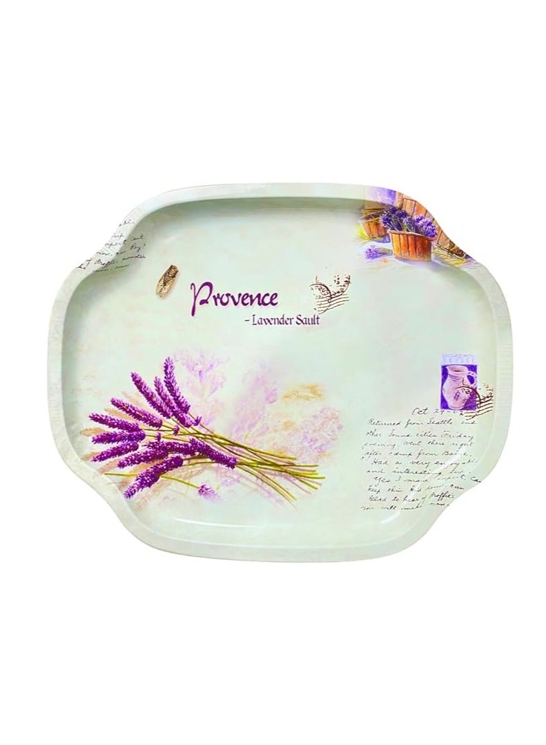 صينية تقديم بيضاوية معدنية متينة مقاس 40 × 34 سم، صينية انيقة متعددة الاستخدامات للمنزل او المطبخ او الهدايا، صينية انيقة متعددة الاغراض للتقديم والديكور (اوف وايت) - Image 1