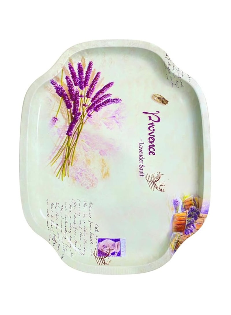 صينية تقديم بيضاوية معدنية متينة مقاس 40 × 34 سم، صينية انيقة متعددة الاستخدامات للمنزل او المطبخ او الهدايا، صينية انيقة متعددة الاغراض للتقديم والديكور (اوف وايت) - Image 2