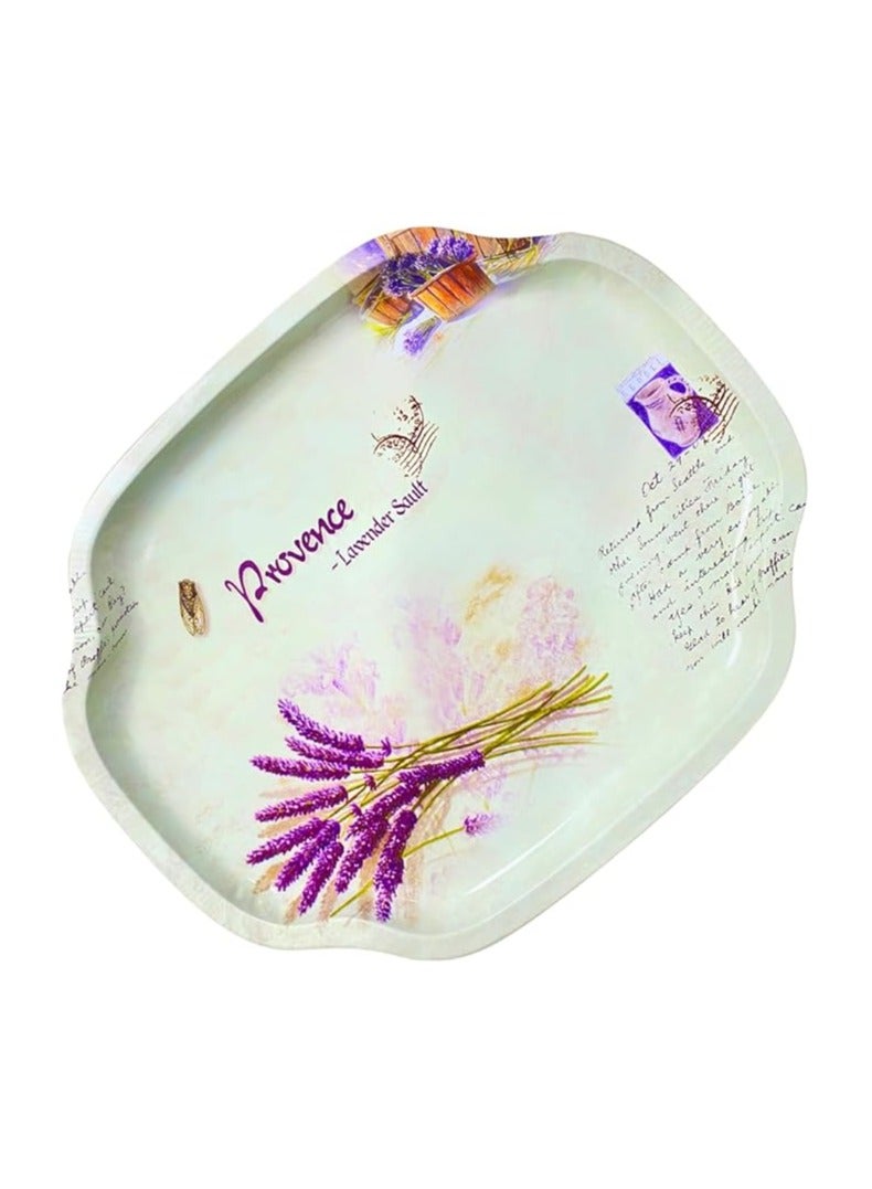 صينية تقديم بيضاوية معدنية متينة مقاس 40 × 34 سم، صينية انيقة متعددة الاستخدامات للمنزل او المطبخ او الهدايا، صينية انيقة متعددة الاغراض للتقديم والديكور (اوف وايت) - Image 3