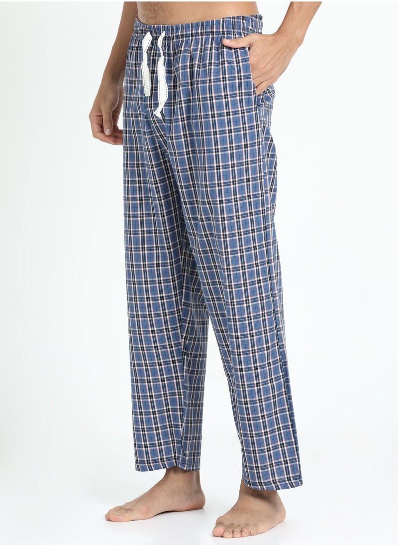victor and jane Men's Cotton Pyjama Sets with Round Neck T-shirt in Red and Woven long pants  - Image 3