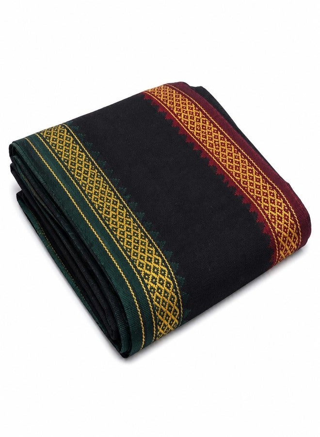 AA FABRICO Black Cotton Gamcha for Men | Soft Absorbent Angochha Towel | Multipurpose Head Wrap Neck Towel Bath & Work Cloth | Traditional Cotton Gamchha 160x70cm|120G|Pack of 1 - Image 1