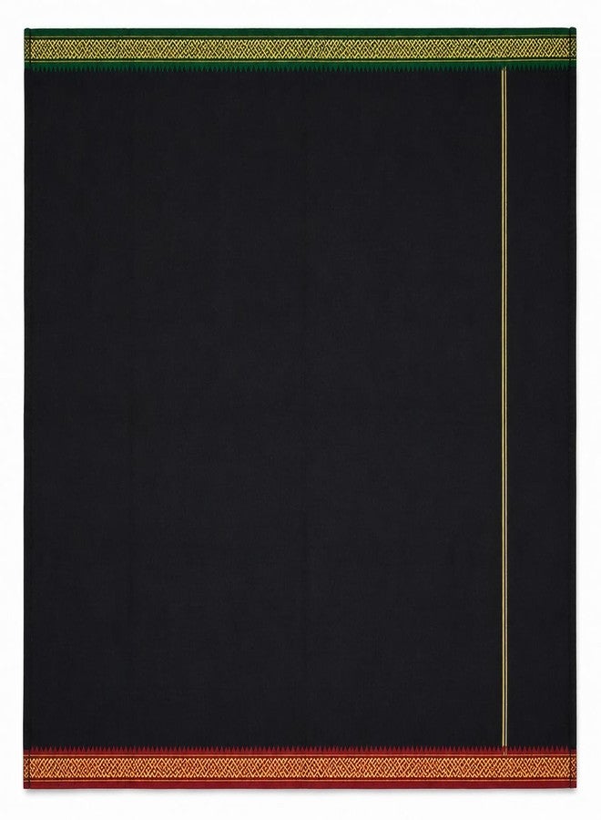 AA FABRICO Black Cotton Gamcha for Men | Soft Absorbent Angochha Towel | Multipurpose Head Wrap Neck Towel Bath & Work Cloth | Traditional Cotton Gamchha 160x70cm|120G|Pack of 1 - Image 2