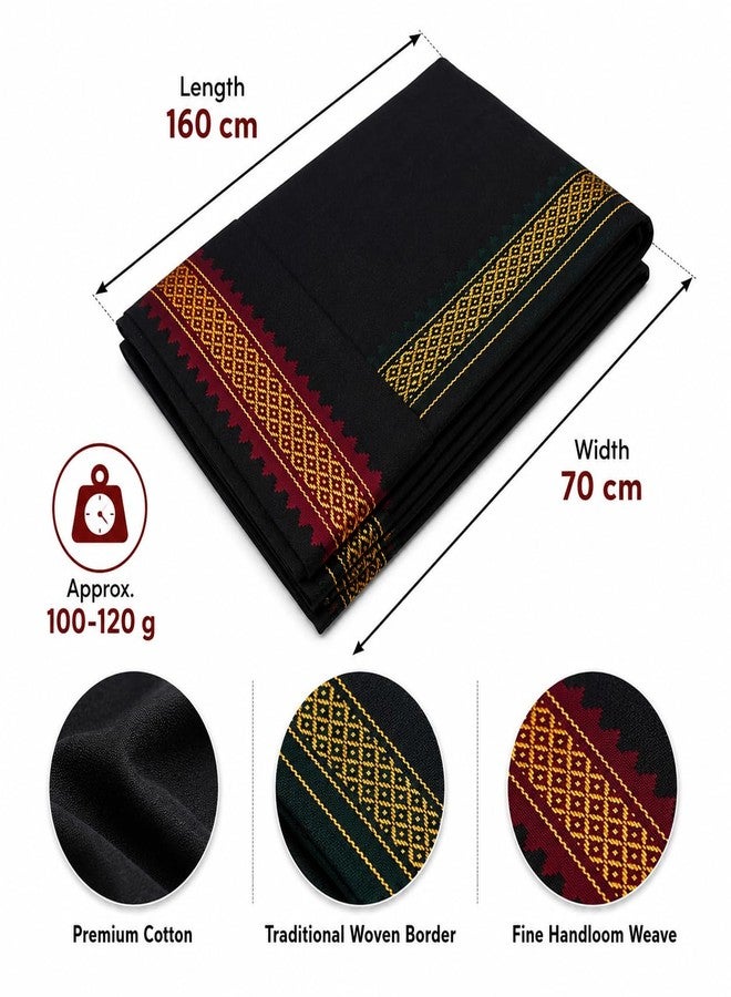 AA FABRICO Black Cotton Gamcha for Men | Soft Absorbent Angochha Towel | Multipurpose Head Wrap Neck Towel Bath & Work Cloth | Traditional Cotton Gamchha 160x70cm|120G|Pack of 1 - Image 3