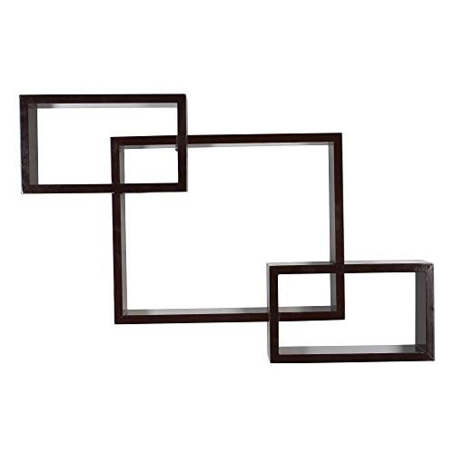 GRAZIA Wall Shelf Rack Set of 3 Intersecting Wall Shelves - Brown - Image 4