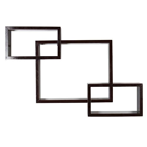 GRAZIA Wall Shelf Rack Set of 3 Intersecting Wall Shelves - Brown - Image 3