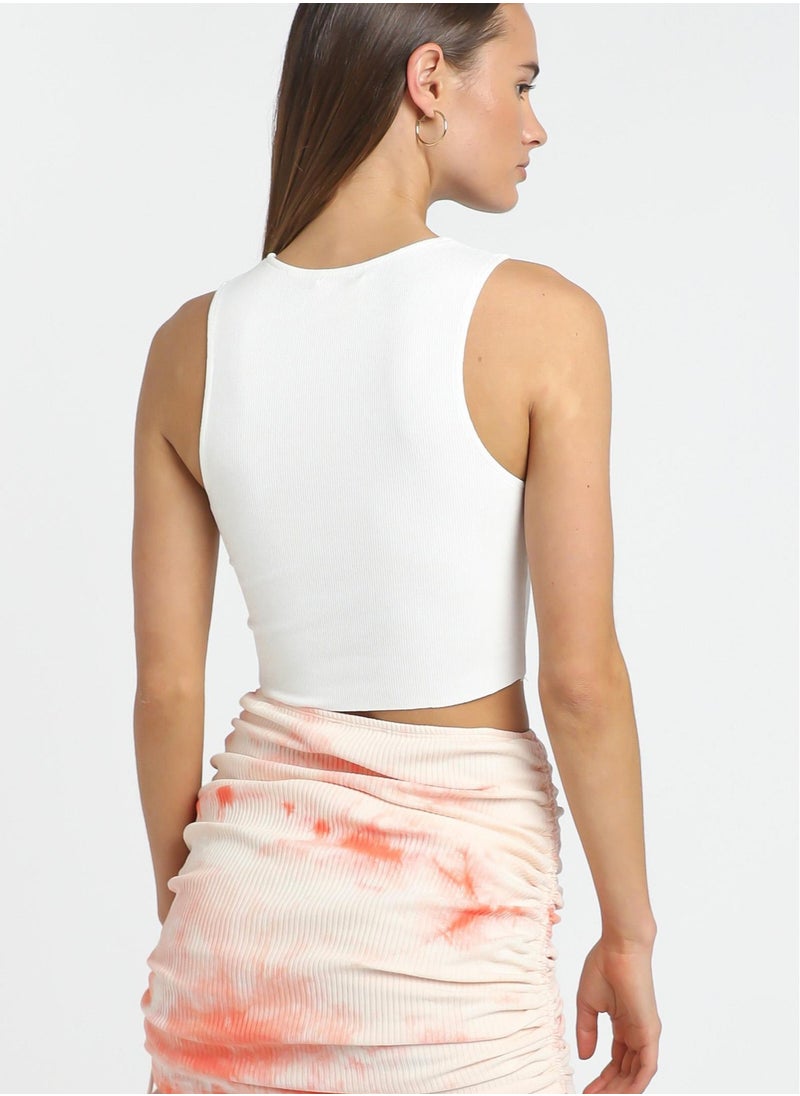 Loquat Women's Fashion Simple Printed Knitted Thread Side Drawstring Elastic Pleated Skirt  - Image 3