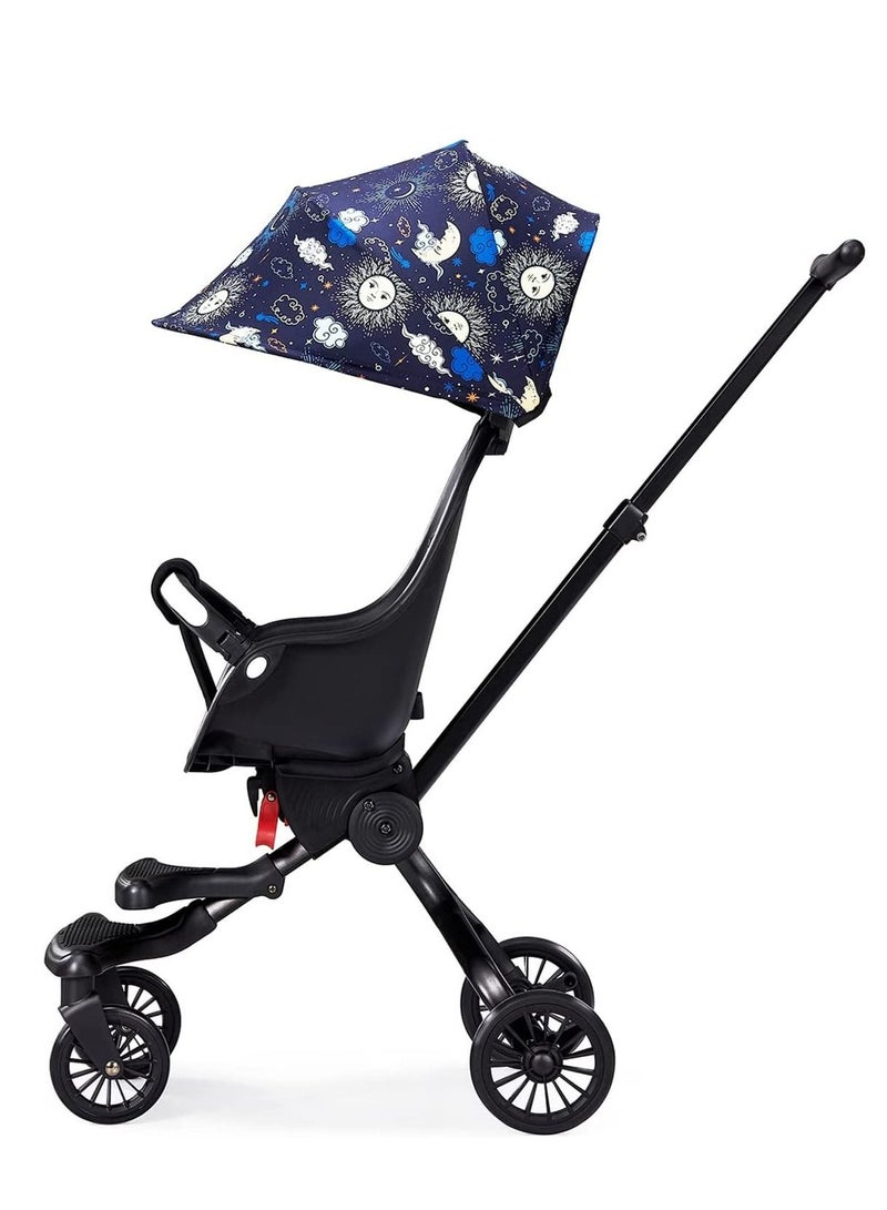 GT-Wheel Baby Walking Gadget Lightweight Foldable Baby Walking Car Two-Way Stroller Reclining Children Baby Stroller (V13 Space blue) - Image 1