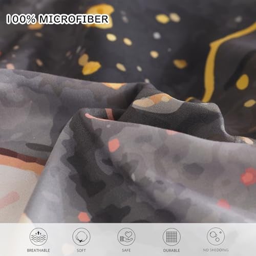 Yogeneg Queen Comforter Set 7 Piece Bed in a Bag,White Black Floral Botanical Pattern Khaki Bedding Set,Soft Microfiber Comforter with Sheet Set,All Season Bed Set(Khaki,Queen) - Image 5