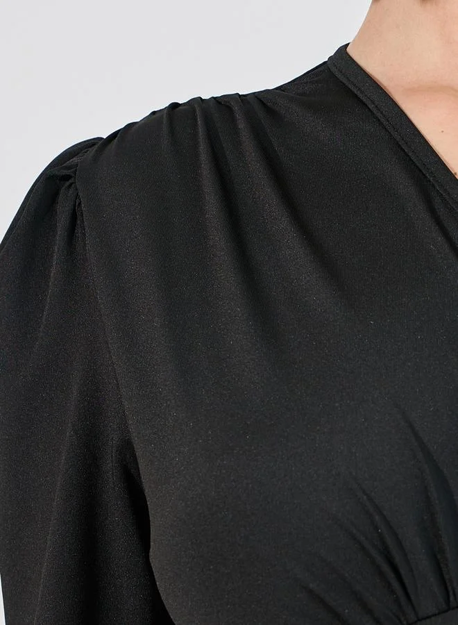 Styli Gathered Waist V Neck Bodysuit