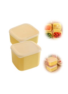 Excefore 2PCS Sliced Cheese Butter Block Container, Mini Square Slice Cheese Keeper with Lid  - Image 1