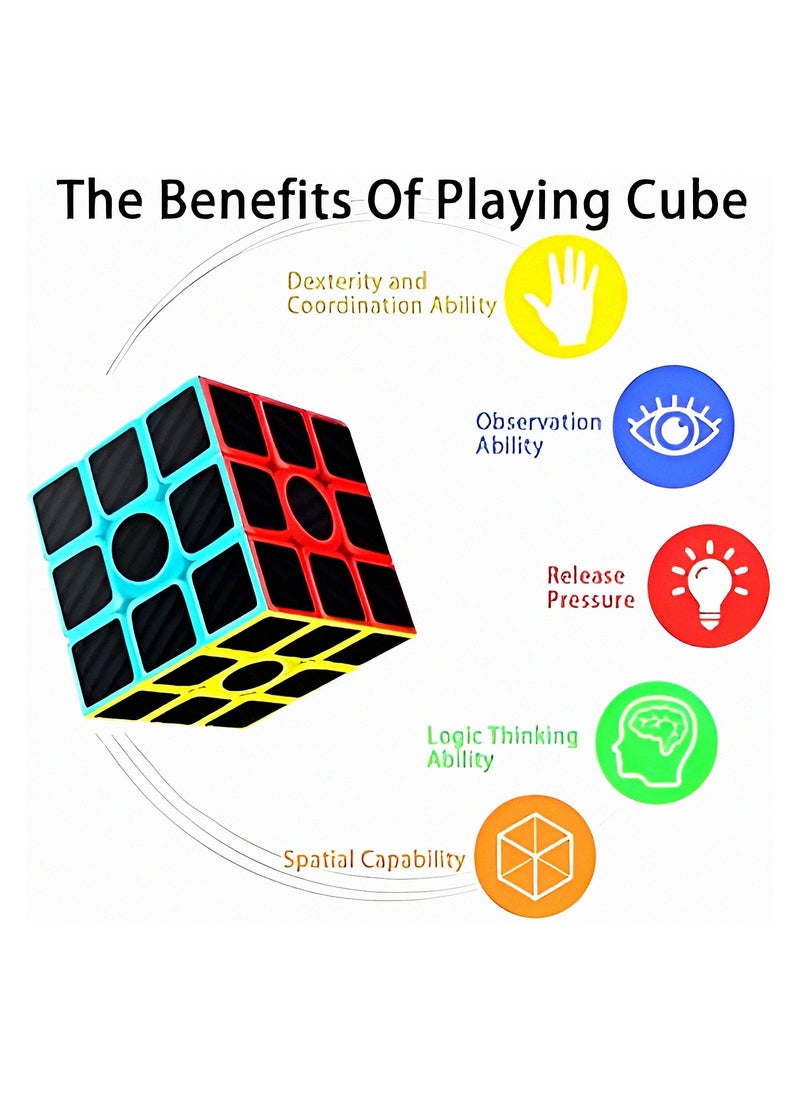 Magic Puzzle Cube  Anti-Slip Matte Stickers | Round Edges |Black Color | 5.6x5.6x5.6cm