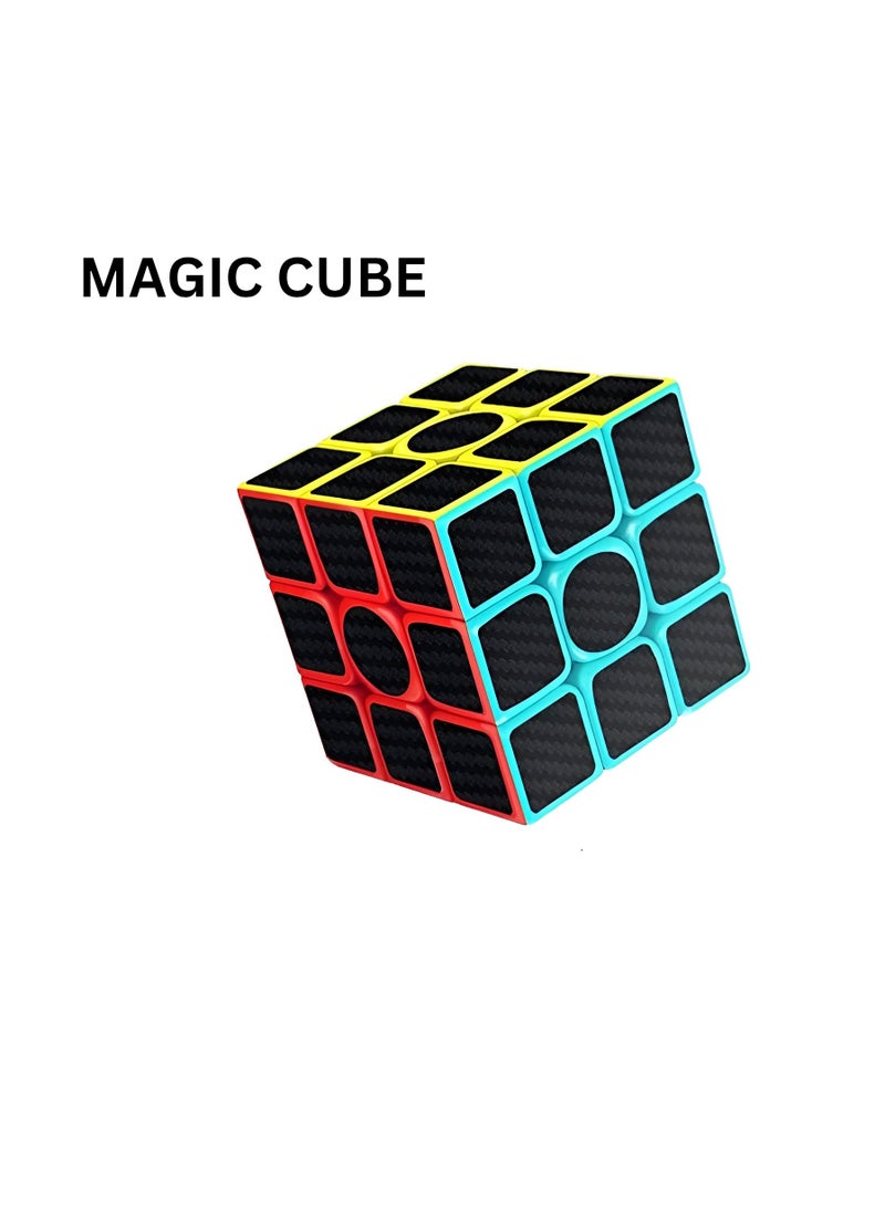 Magic Cube Magic Puzzle Cube  Anti-Slip Matte Stickers | Round Edges |Black Color | 5.6x5.6x5.6cm  - Image 1