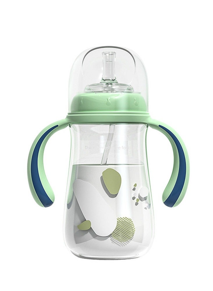KASTWAVE كوب شرب للأطفال أكثر من 6 أشهر، كوب شرب مقاوم للتسرب، قشة زجاجة ماء للأطفال مع فوهة سيليكون ناعمة للأطفال، خالٍ من BPA، 240 مل، زجاجة شرب بلاستيكية مقاومة للتسرب مع مقبض - Image 1