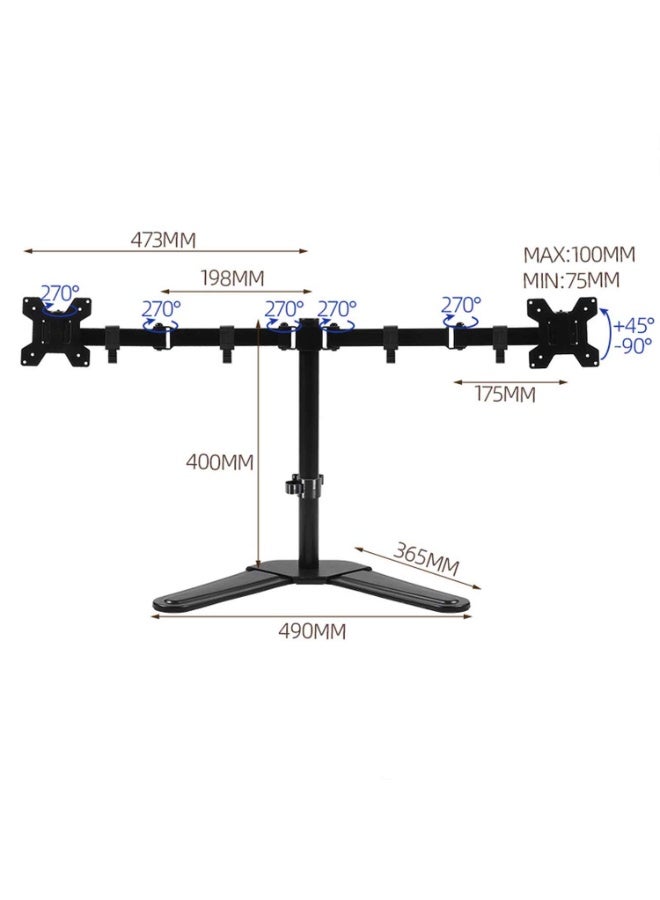 Freestanding Dual Monitor Stand,Desk Mount,for 2 Screens up to 32 inch, Heavy Duty Monitor Mount Holds Max 22 lbs Per Arm,Height Adjustable Gaming Monitor Stand for Desk, VESA 75x75/ 100x100mm, Black - Image 2