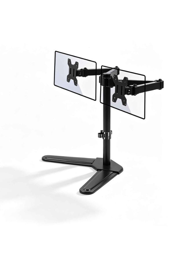 Freestanding Dual Monitor Stand,Desk Mount,for 2 Screens up to 32 inch, Heavy Duty Monitor Mount Holds Max 22 lbs Per Arm,Height Adjustable Gaming Monitor Stand for Desk, VESA 75x75/ 100x100mm, Black - Image 1