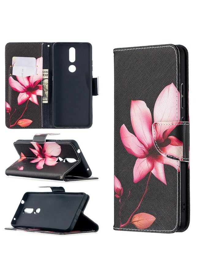 HuHa Case Cover For Nokia 2.4 Colored Drawing Pattern Horizontal Flip Leather Case with Holder & Card Slots & Wallet(Lotus)  - Image 1