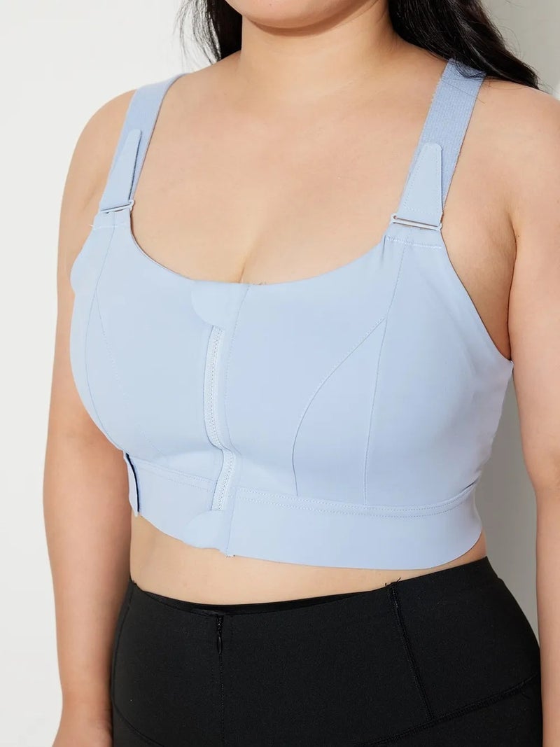 Plus Size Sports Underwear Women'S High Strength Anti-Sagging Running Vest Chubby Girl Yoga Bra Velcro Adjustable - Image 3