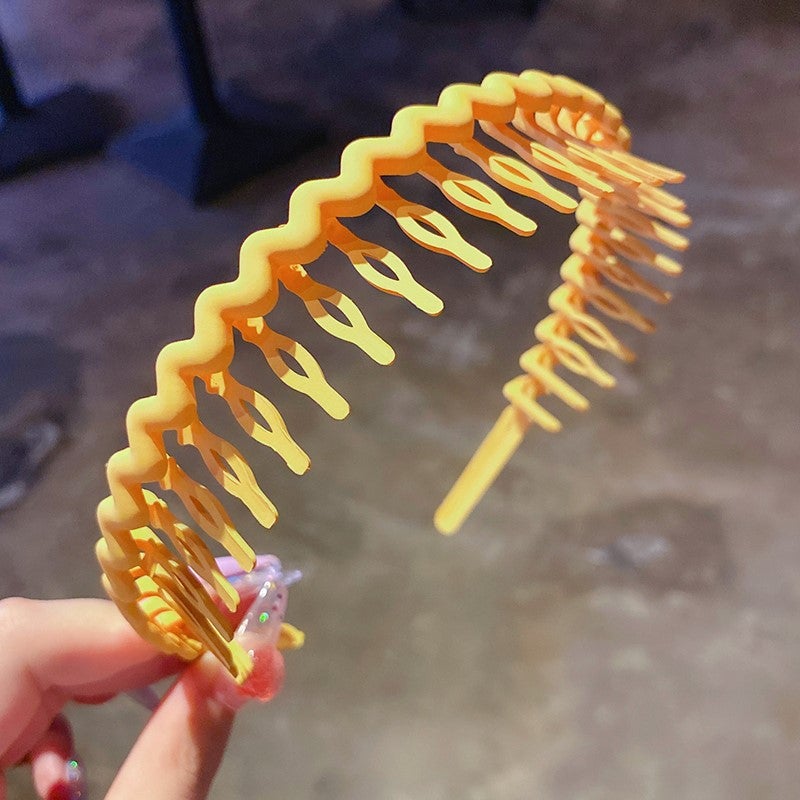 Korean Style Childrens Broken Hair Band Girls Pressing Hair Band Toothed Non-Slip Hair Clip Baby Broken Hair Artifact Princess Hair Accessories 2# yellow serrated headband