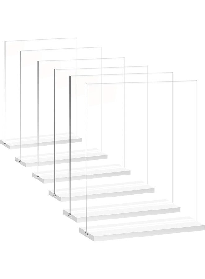 Slasa SLASA 6 Pack Acrylic Sign Holder 8.27 x 5.9 Inch – Vertical Tabletop Display Stand with Thickened Base & Triangular Groove – Clear Plastic Menu Card Holder for Restaurant, Office, Events - Image 1