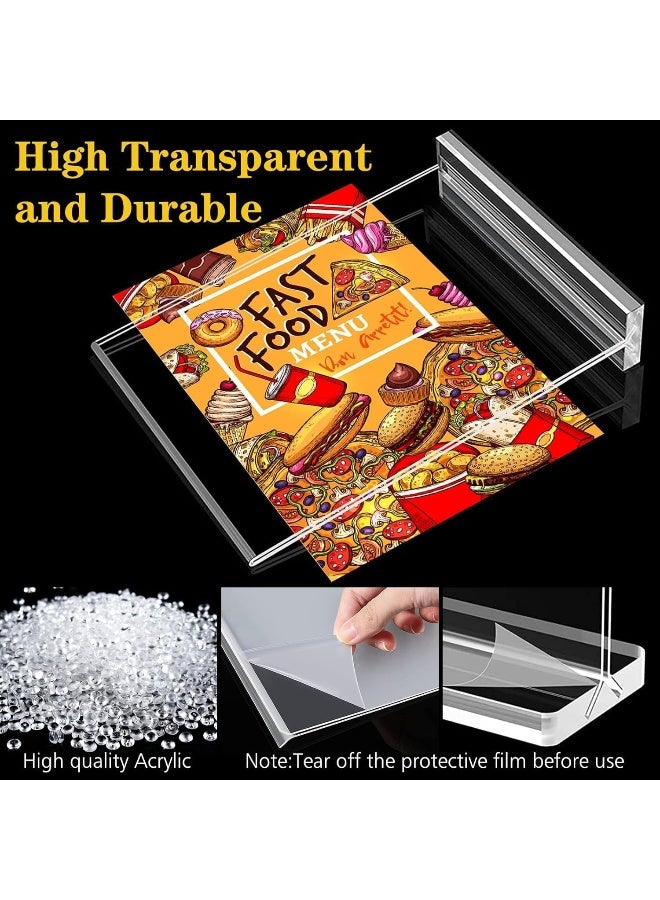 Slasa SLASA 6 Pack Acrylic Sign Holder 8.27 x 5.9 Inch – Vertical Tabletop Display Stand with Thickened Base & Triangular Groove – Clear Plastic Menu Card Holder for Restaurant, Office, Events - Image 3