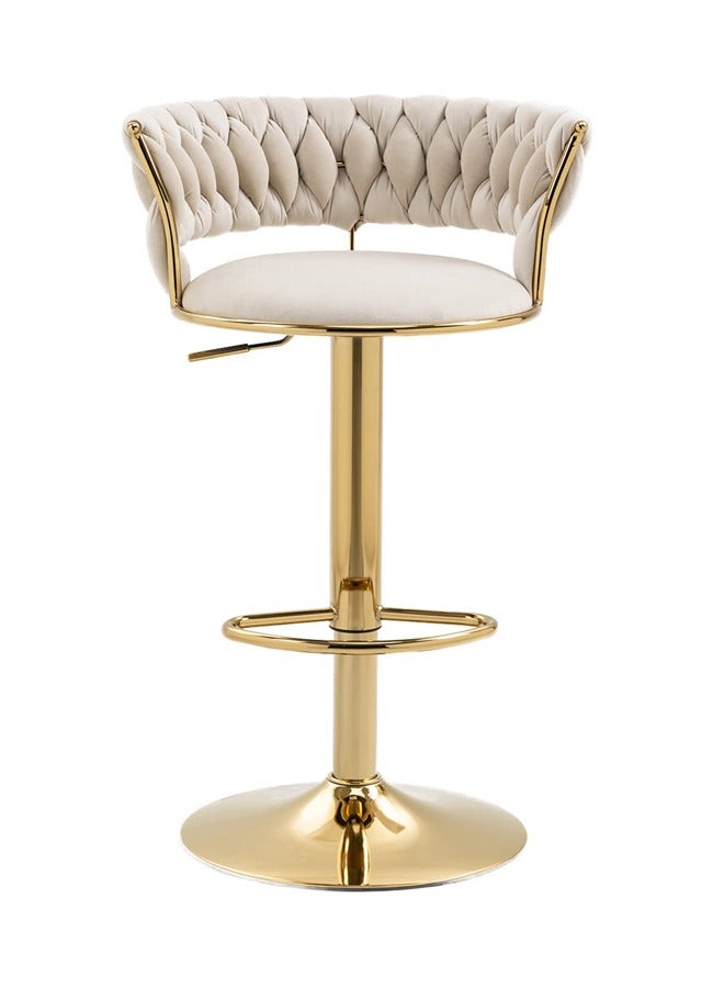 Bar Stools With Back 360° Woven Modern Adjustable Gold Bar Stools Swivel Counter Height Barstools With Footrest Gold Metal Tall Kitchen Chairs For Bar Pub Cafe