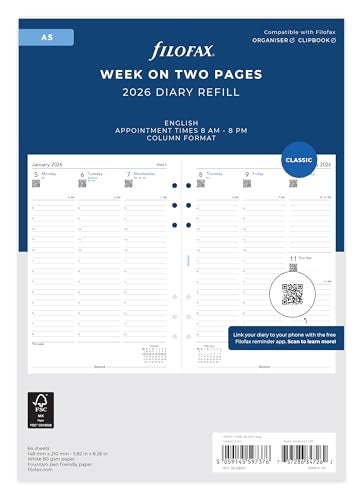 FILOFAX مفكرة فيلوفاكس A5 تنسيق أسبوع على صفحتين باللغة الإنجليزية 2026 رقم 26-68521 - Image 4