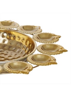 Webelkart Diya Shape Decorative Urli Bowl for Home Metal Handcrafted for Floating Flowers and Tea Light Candles Home ,Office and Table Decor| Diwali Decoration Items ( 14 Inches), Gold  - Image 5