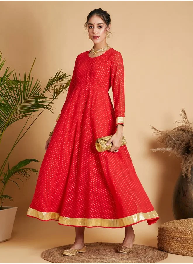 ساسافراس Foil Print Anarkali Maxi Dress by Styli