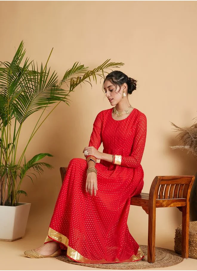 ساسافراس Foil Print Anarkali Maxi Dress by Styli