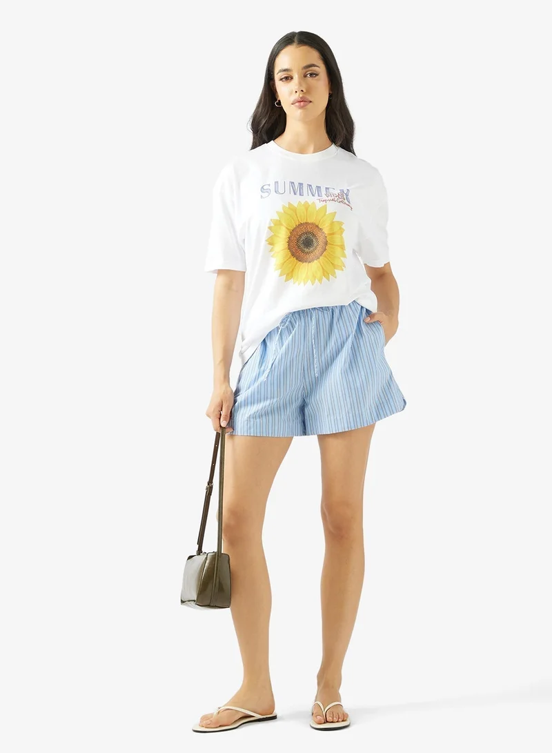 Ginger Cotton Oversize Floral Graphic T-shirt