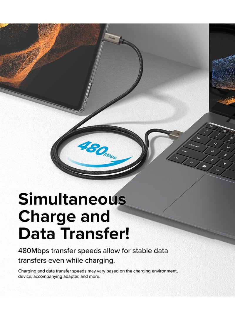 رينجك USB to USB C Basic Cable (6.6 FT), USB A to Type C 60W Fast Charging Charger Cord Car Carplay Cable Compatible with iPhone 16 and 15 Series, Galaxy, Pixel, Laptops, and Tablets Black - Image 4