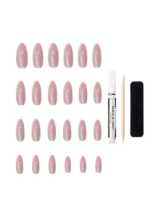 نايلز انك أظافر Nails Inc #NailingLife كايلي كودد وردية اللون بتصميم عين القطة، شكل لوزي، 30 مقاسًا، تدوم طويلًا، لا تسبب تلفًا، لا تنكسر، جودة صالونات التجميل، مانيكير منزلي، غراء مرفق، مجموعة من 33 قطعة - Image 2