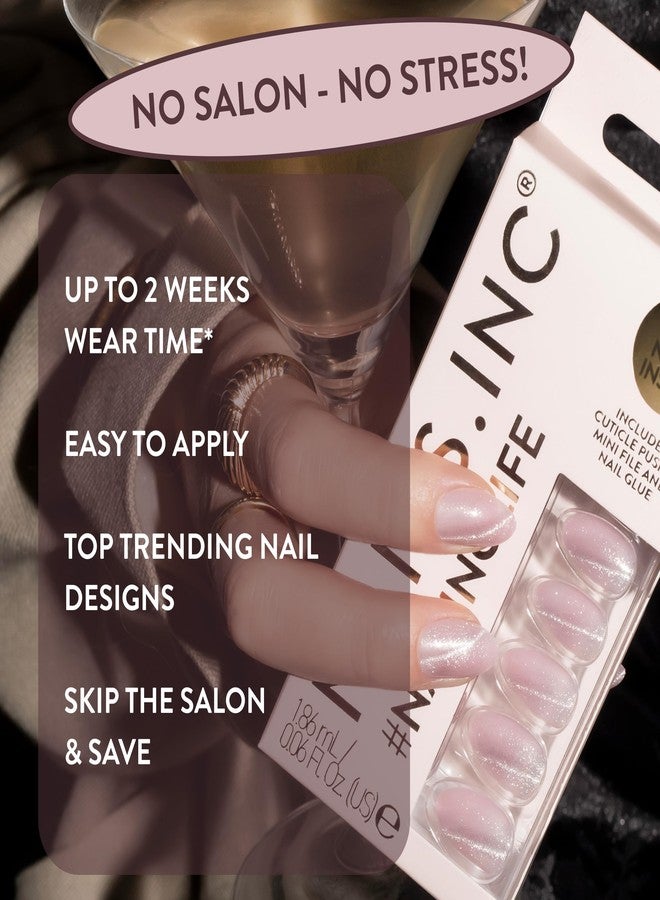 نايلز انك أظافر Nails Inc #NailingLife كايلي كودد وردية اللون بتصميم عين القطة، شكل لوزي، 30 مقاسًا، تدوم طويلًا، لا تسبب تلفًا، لا تنكسر، جودة صالونات التجميل، مانيكير منزلي، غراء مرفق، مجموعة من 33 قطعة - Image 5