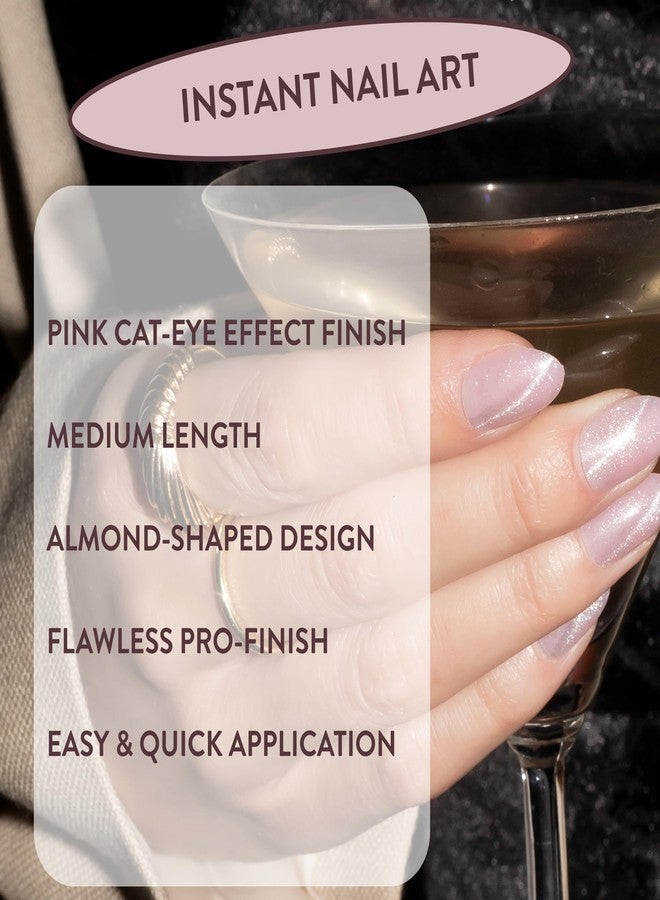 نايلز انك أظافر Nails Inc #NailingLife كايلي كودد وردية اللون بتصميم عين القطة، شكل لوزي، 30 مقاسًا، تدوم طويلًا، لا تسبب تلفًا، لا تنكسر، جودة صالونات التجميل، مانيكير منزلي، غراء مرفق، مجموعة من 33 قطعة - Image 4