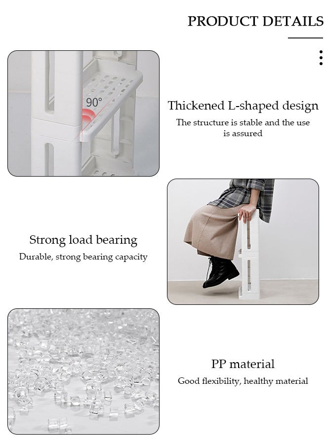 DUNISO عربة تخزين رفيعة قابلة للدحرجة، 4 طبقات منظم تخزين الحمام عربة خدمات غرفة الغسيل، وحدة رفوف متنقلة متعددة الأغراض مع خطافات، للمطبخ والمكتب والحمام وغسيل الملابس في الأماكن الضيقة - Image 4